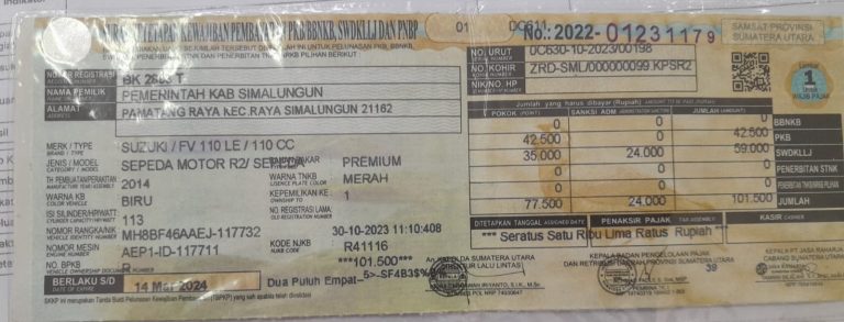 Berita Kehilangan BPKB Motor