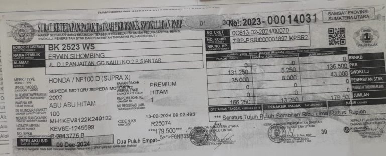 Berita Kehilangan BPKB Motor