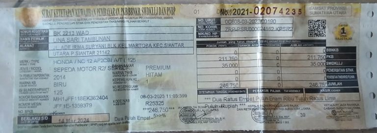 Berita Kehilangan BPKB Motor